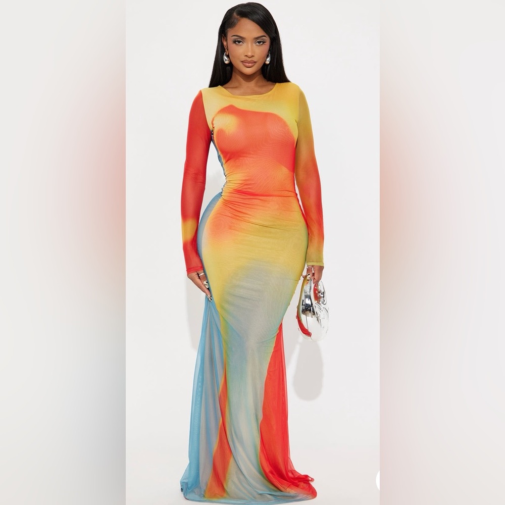 Fashion Nova Heated Abstract Maxi Dress